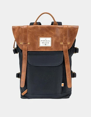 Top Side Leather Backpack in Navy