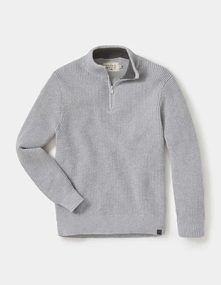 Waffle Knit Quarter Zip Pullover Grey