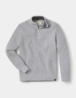 Waffle Knit Quarter Zip Pullover Grey