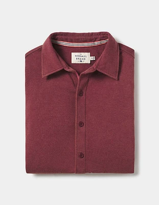 Puremeso Acid Wash Button Up Shirt Wine