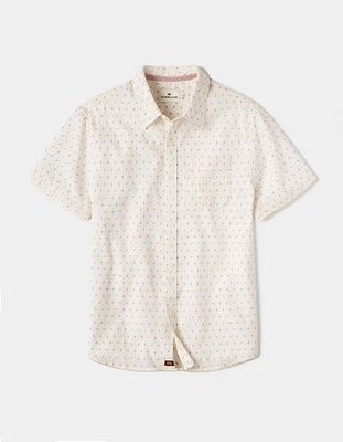 Freshwater Short Sleeve Button Up Shirt Double Nep Cream Dobby