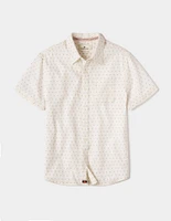 Freshwater Short Sleeve Button Up Shirt Double Nep Cream Dobby