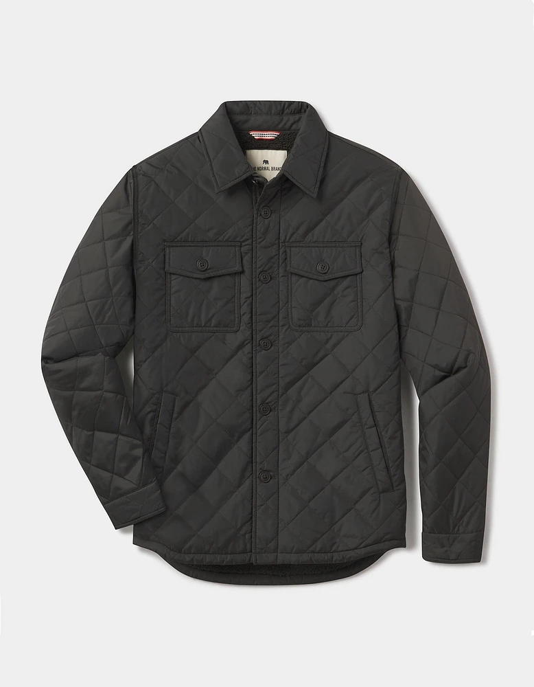 Quilted Sherpa Lined Shacket Dark Forest