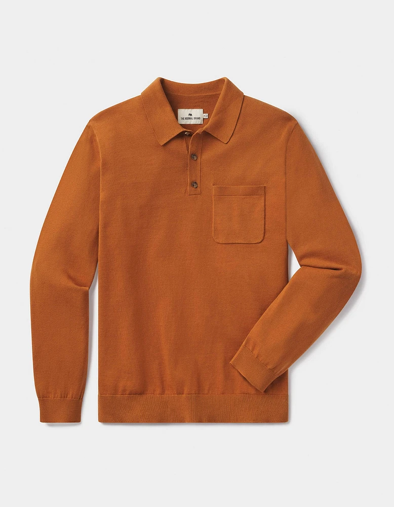 Robles Knit Long Sleeve Polo Almond