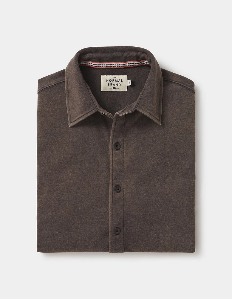 Puremeso Acid Wash Button Up Shirt Charcoal