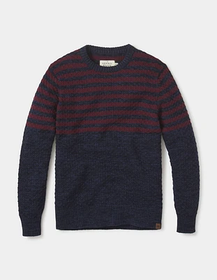 Pique Stitch Crew Navy-Oxblood