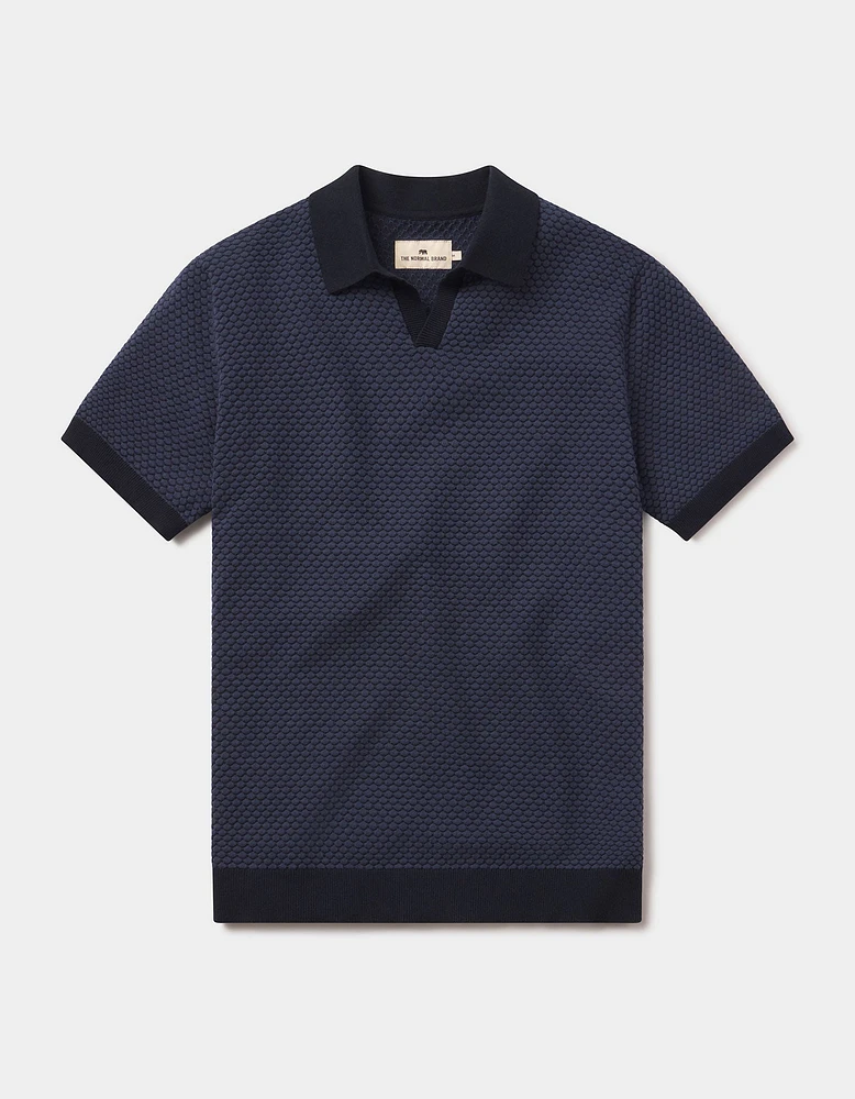 Robles Knit Jacquard Polo Denim/Navy