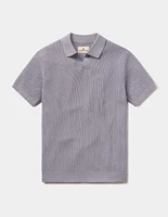 Robles Textured Knit Polo Faded Denim