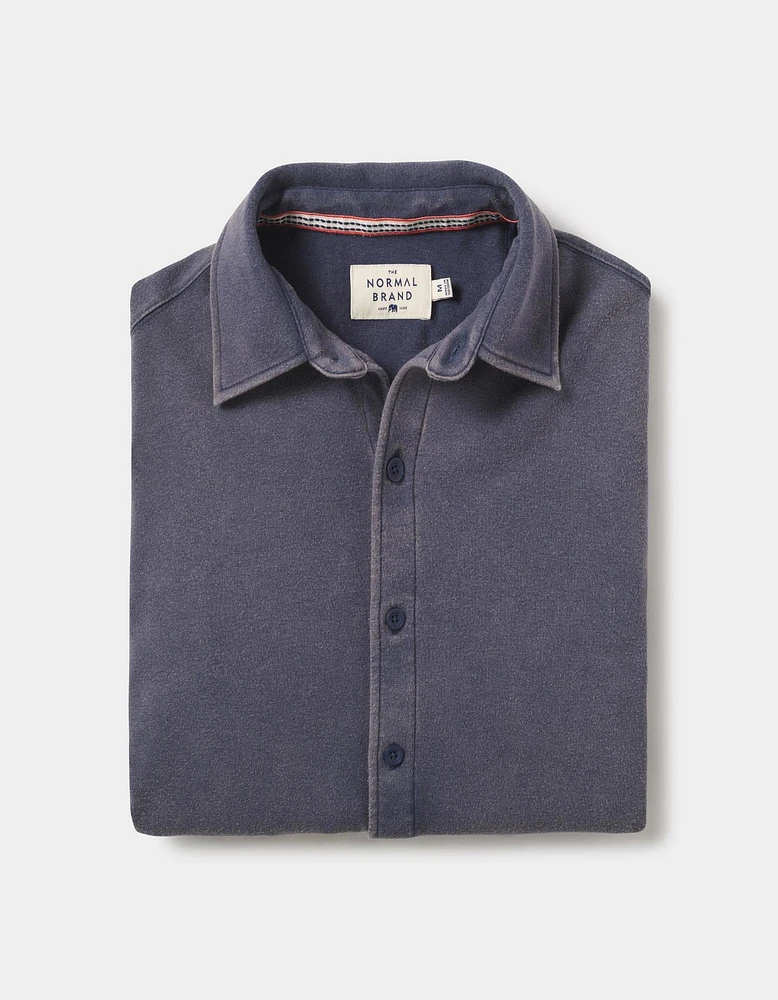 Puremeso Acid Wash Button Up Shirt Navy