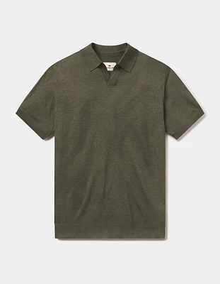 Summer Linen-Blend Polo Olive Heather