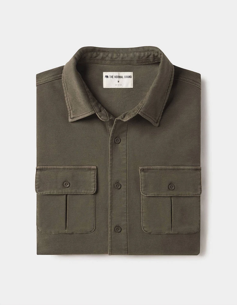 Comfort Terry Shirt Jacket Olive