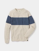 Chenille Stripe Crew Sweater Cream