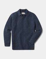 Marled Polo Sweater Steel Blue