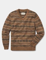 Fair Isle V-Neck Sweater Teak Multi