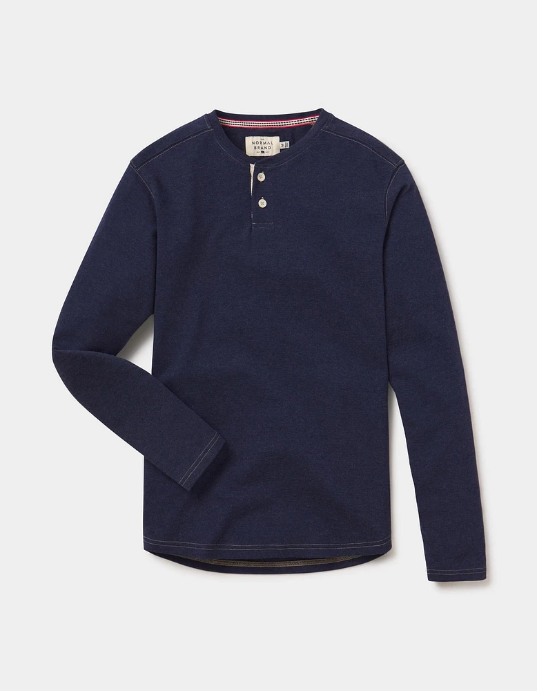 Puremeso Two Button Henley Normal Navy