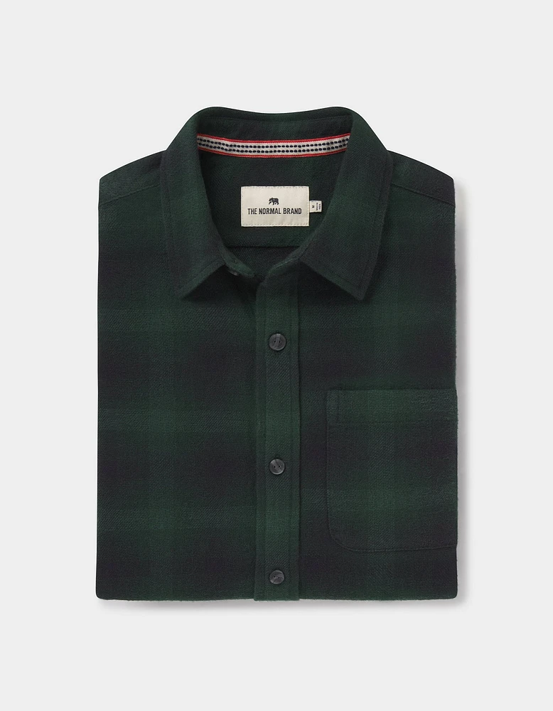 Louis Heavyweight Flannel Overshirt Evergreen Plaid