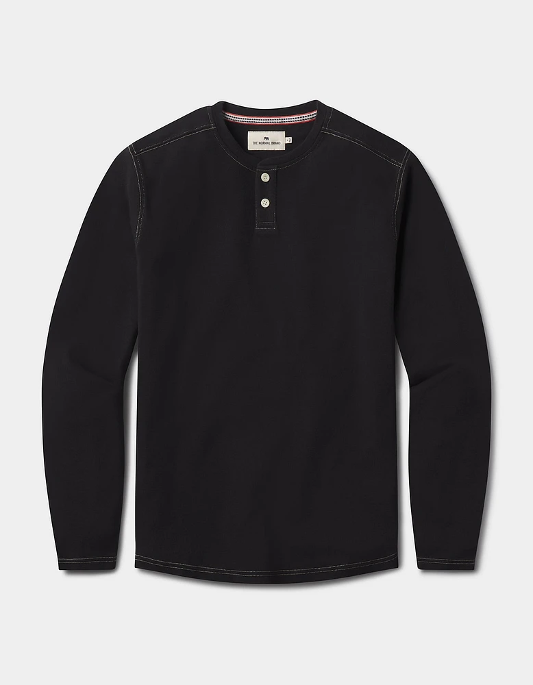 Puremeso Two Button Henley Black