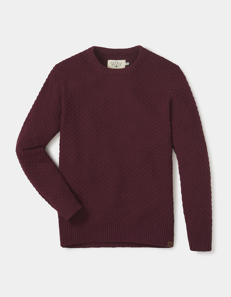 Pique Stitch Crew Oxblood