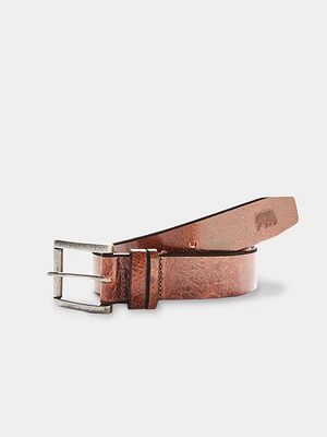 Vintage Glazed Leather Belt Tan