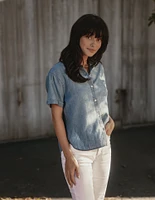 Chambray Rosie Button Up Shirt Medium Wash