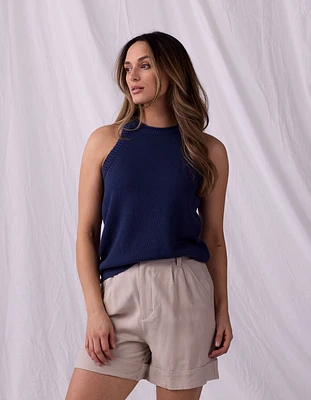 Wanderlust Hi-Neck Tank Navy