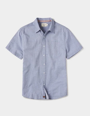 Freshwater Short Sleeve Button Up Shirt Blue Dobby