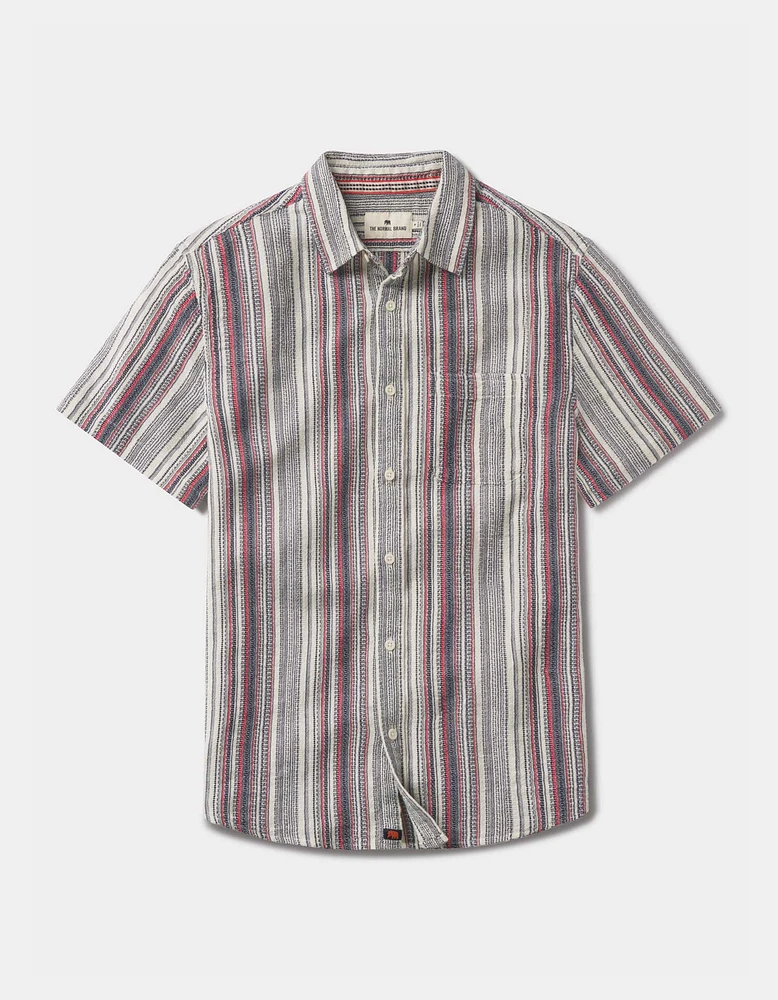 Freshwater Short Sleeve Button Up Shirt Americana Stripe