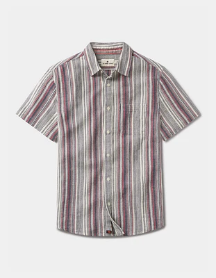 Freshwater Short Sleeve Button Up Shirt Americana Stripe