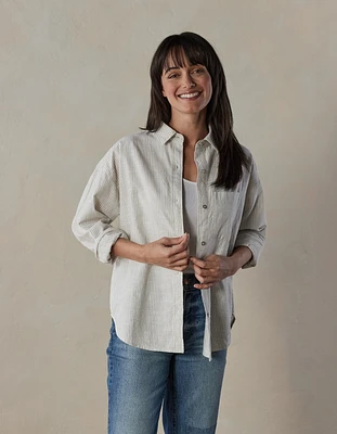Lived-In Cotton Overshirt Jute Railroad Stripe