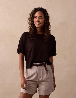 Summer Linen-Blend Tee Umber