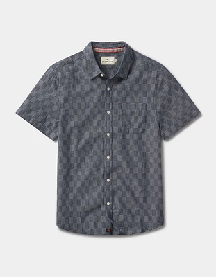 Freshwater Short Sleeve Button Up Shirt Summer Navy Check