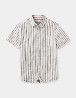 Lived-In Cotton Short Sleeve Button Up Pine Needle Stripe