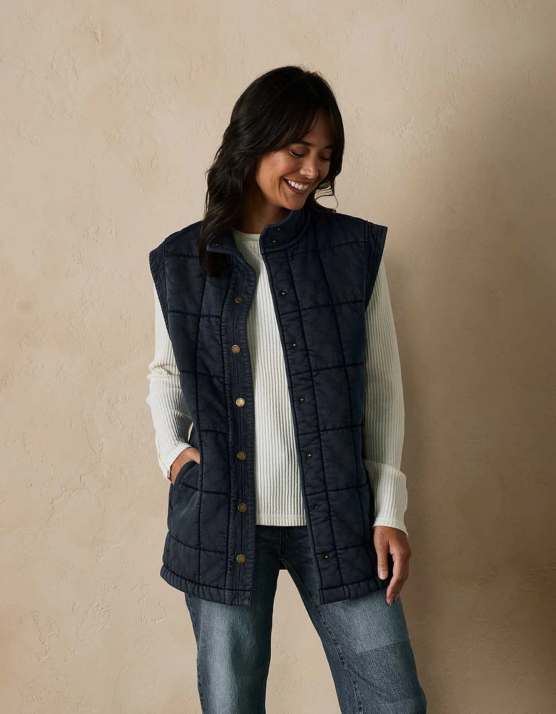 Jackie Premium Fleece Quilted Vest Dark Indigo