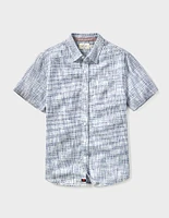 Freshwater Short Sleeve Button Up Shirt Blue Multi