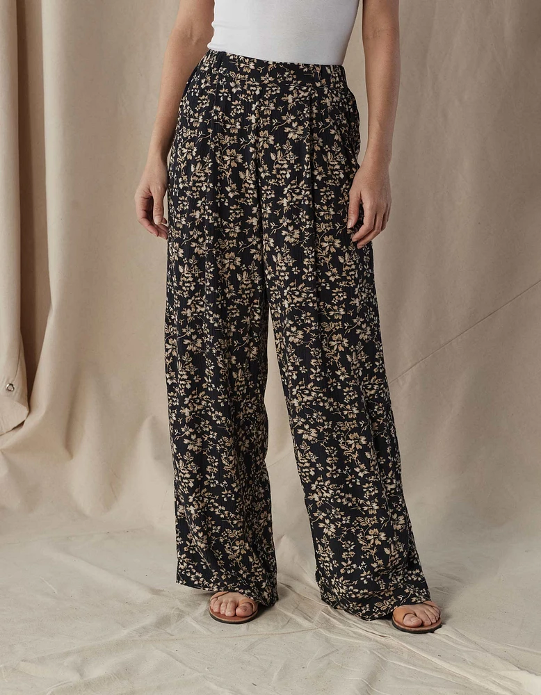 Ezra Crepe Wide Leg Pant Darkwood Floral