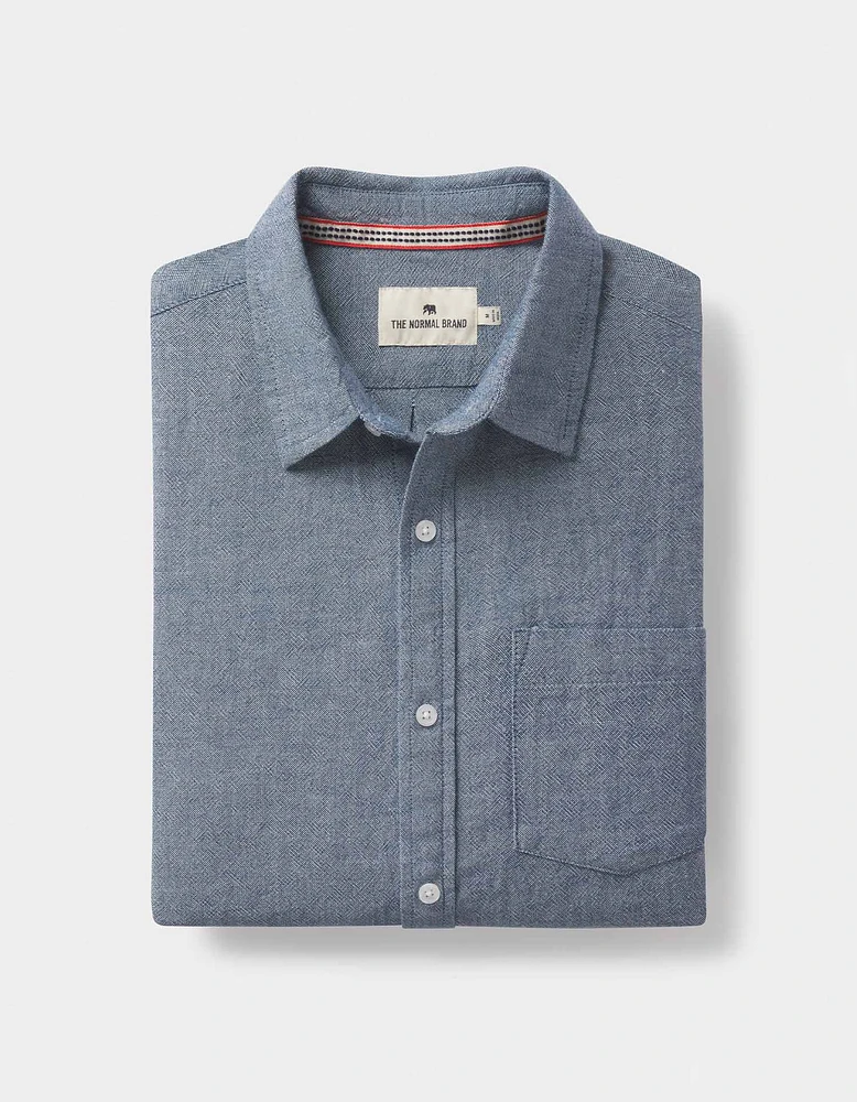 Lived-In Cotton Long Sleeve Button Up Summer Navy