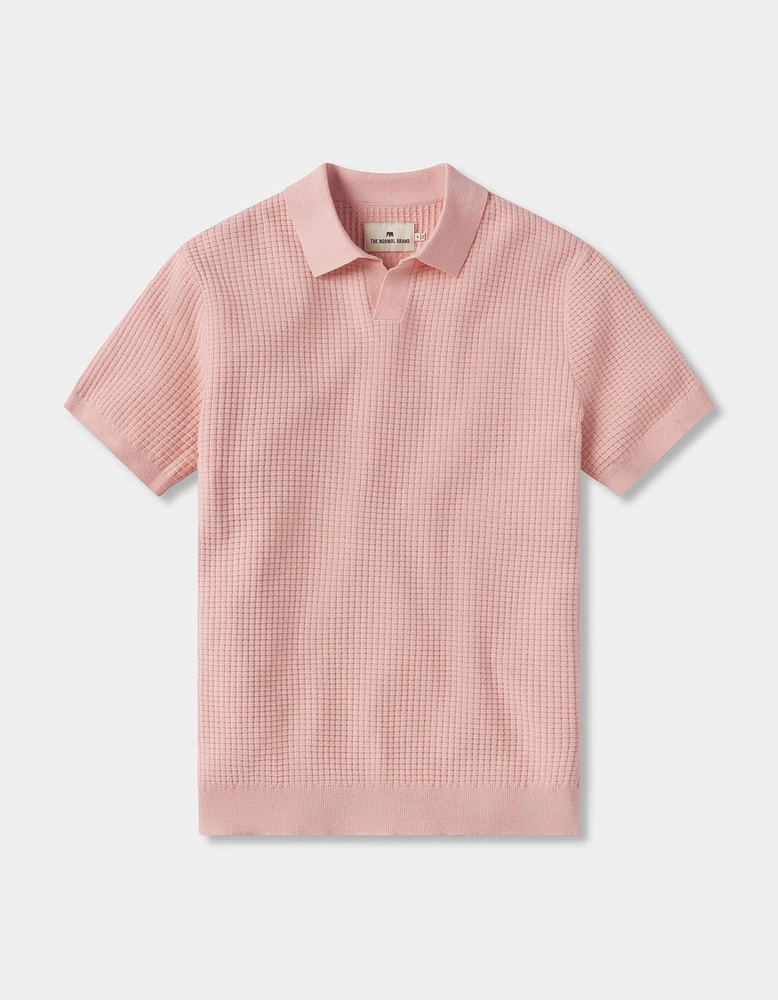 Waffle Stitch Polo Georgia Peach