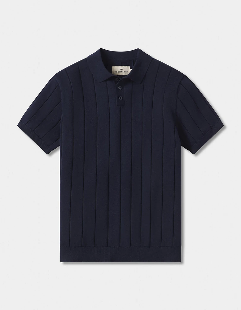 Robles Rib Stitch Polo Heathered Grey