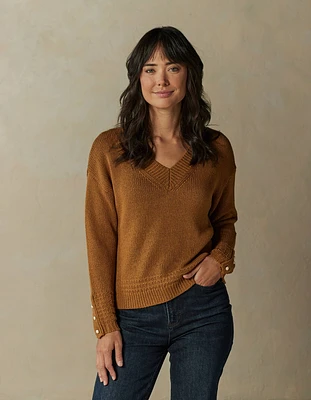 Arlo V-Neck Sweater Maple Glaze