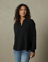 Puremeso Split Side Polo Top Black