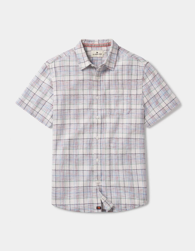 Freshwater Short Sleeve Button Up Shirt Clear Sky Plaid