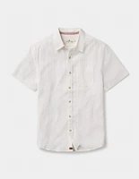 Freshwater Short Sleeve Button Up Shirt Ivory Crinkle Dobby