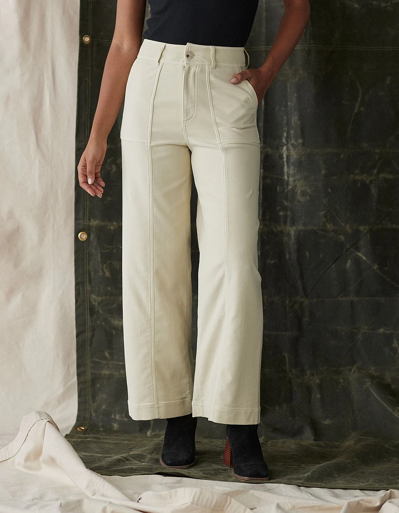 Comfort Terry Wide Leg Crop Pant Cream