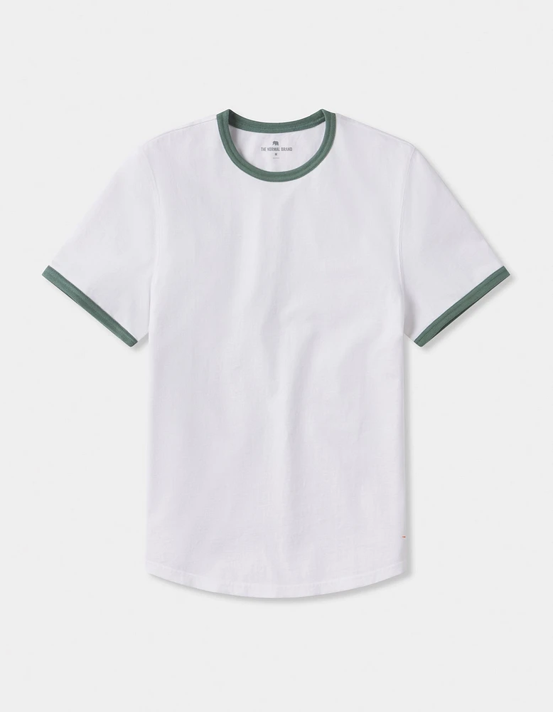 Lennox Jersey Ringer Tee White/Pine