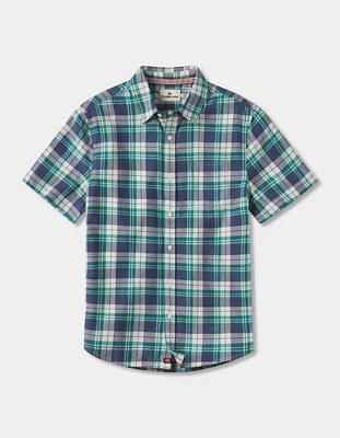 Jasper Short Sleeve Button Down Shirt Lagoon Plaid