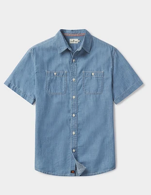 Chambray Short Sleeve Button Up Medium Wash