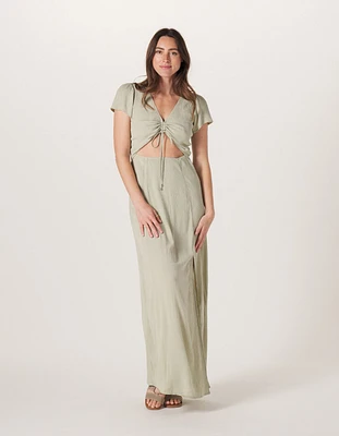 Ezra Crepe Cinch Dress Sage