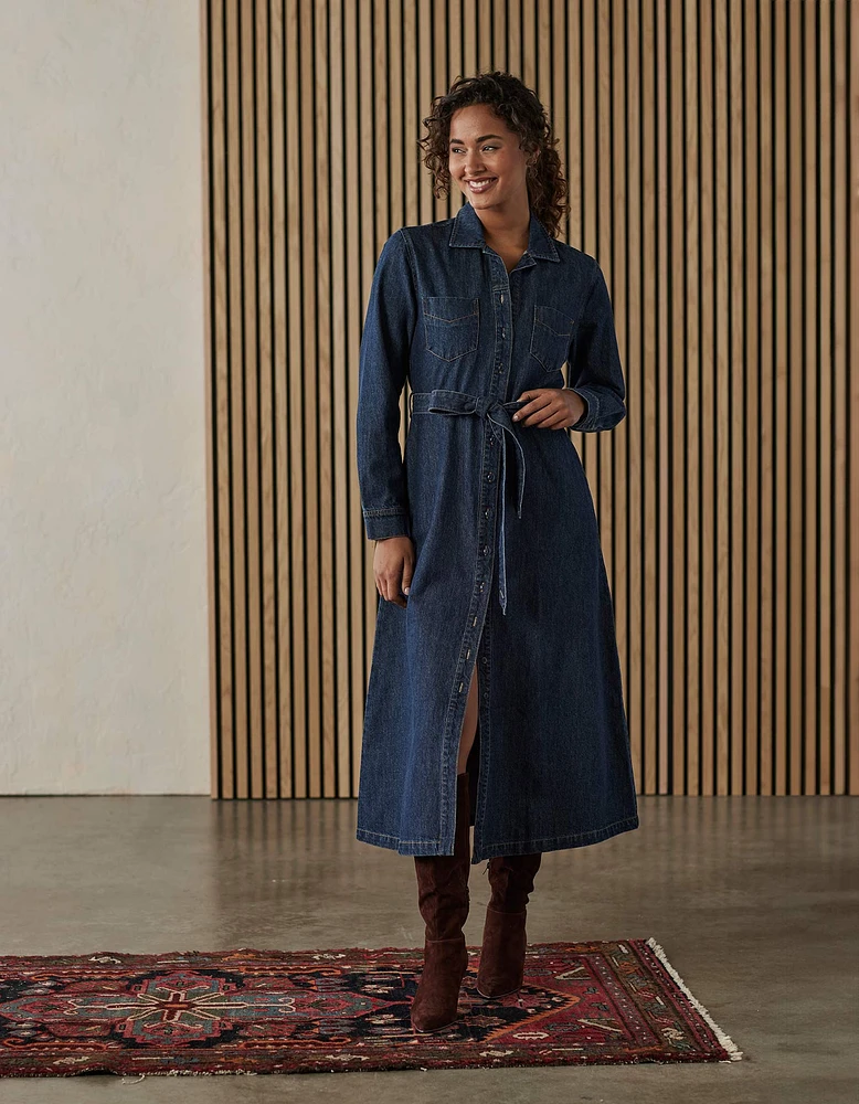 Denim Shirt Dress Dark Wash