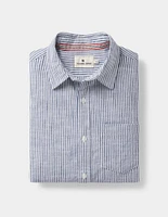 Lived-In Cotton Long Sleeve Button Up Navy Railroad Stripe