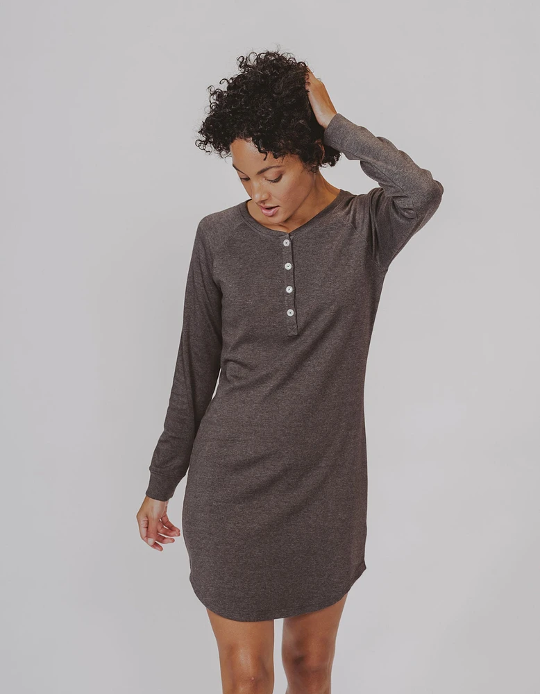 Puremeso Henley Dress Charcoal